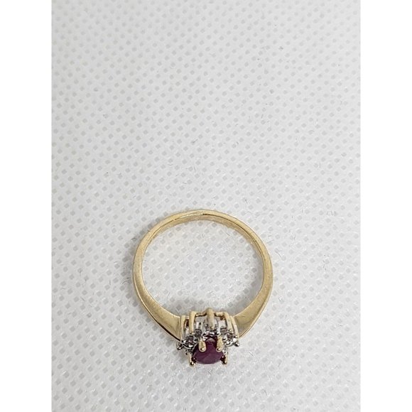 10K YELLOW GOLD RUBY & DIAMONDS RING  SIZE 4 - Picture 7 of 8